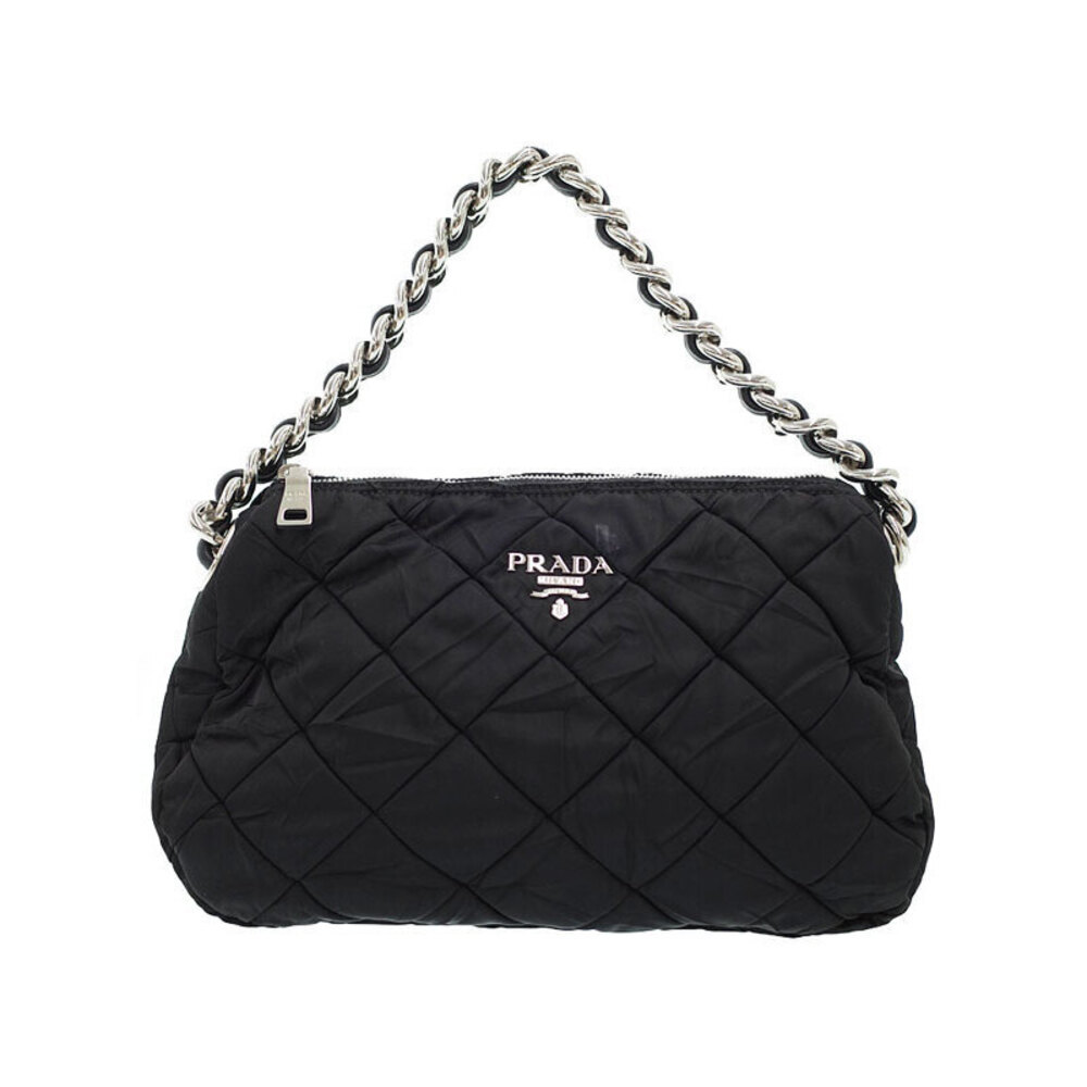 Prada Tessuto Impuntu Quilted Chain Shoulder Bag Black